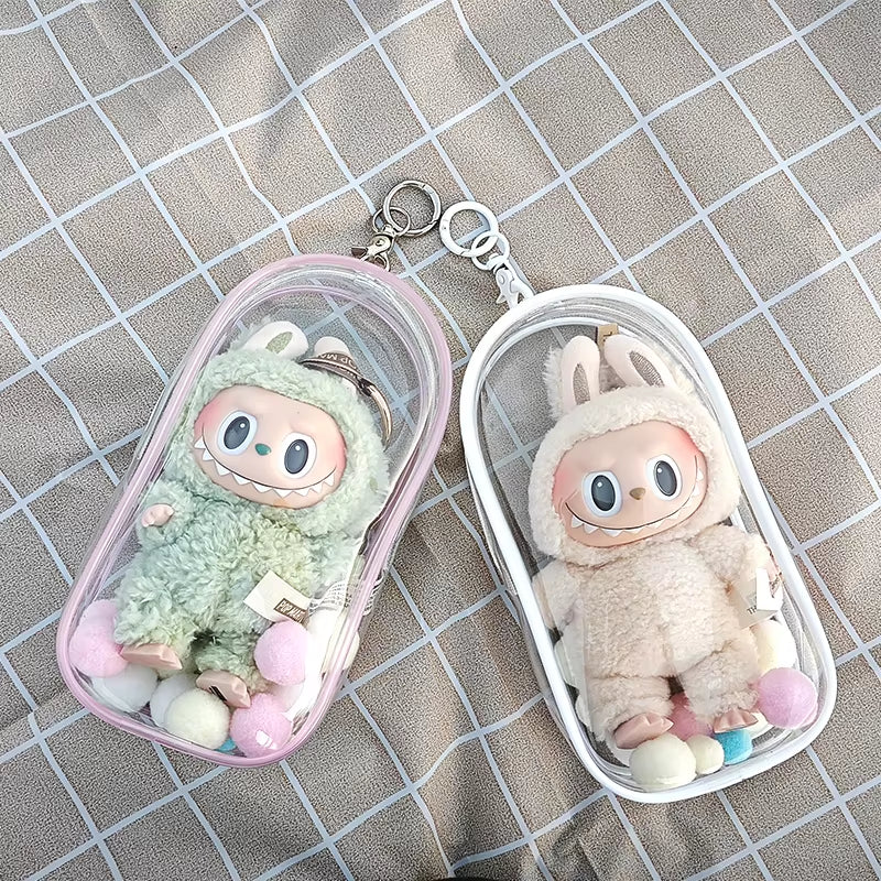 Clear Outdoor Bag for 18Cm Cartoon Plush Dolls AC Toys Transparent Mini Kawaii Pouch for Keychain Doll Anime Figure Garage Kit