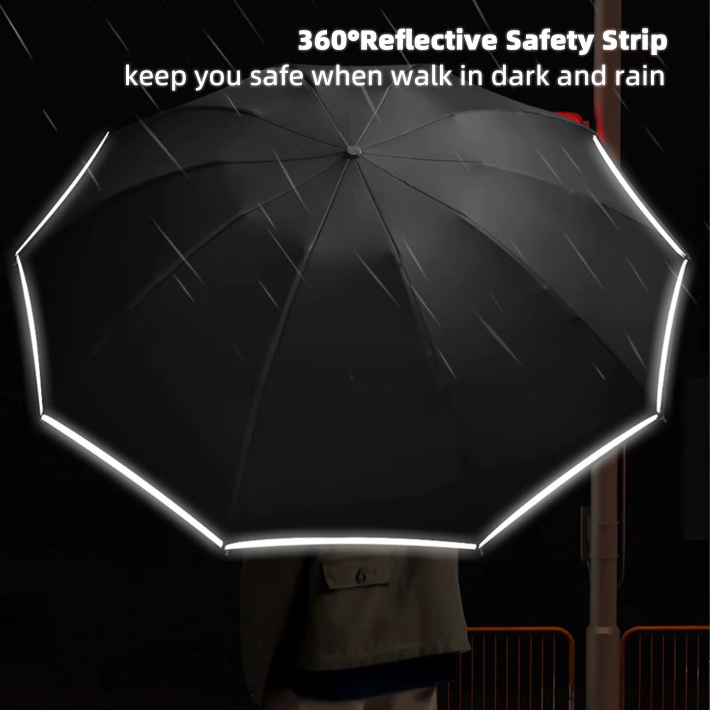 Large Umbrella for Rain Fully Automatic Folding Reverse Windproof Umbrella with Reflective Stripe UV Protection Luxury Men Women