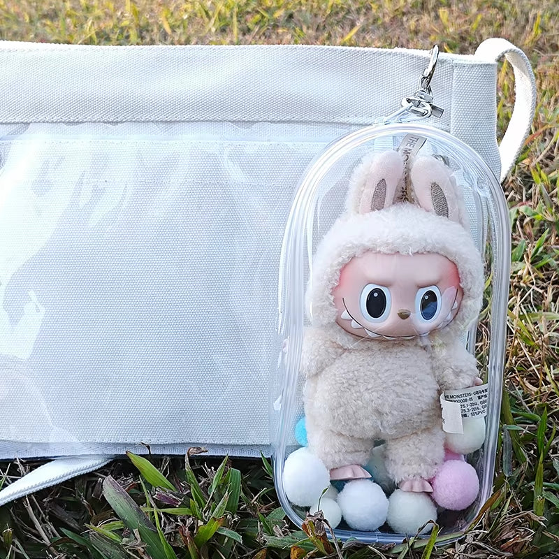 Clear Outdoor Bag for 18Cm Cartoon Plush Dolls AC Toys Transparent Mini Kawaii Pouch for Keychain Doll Anime Figure Garage Kit