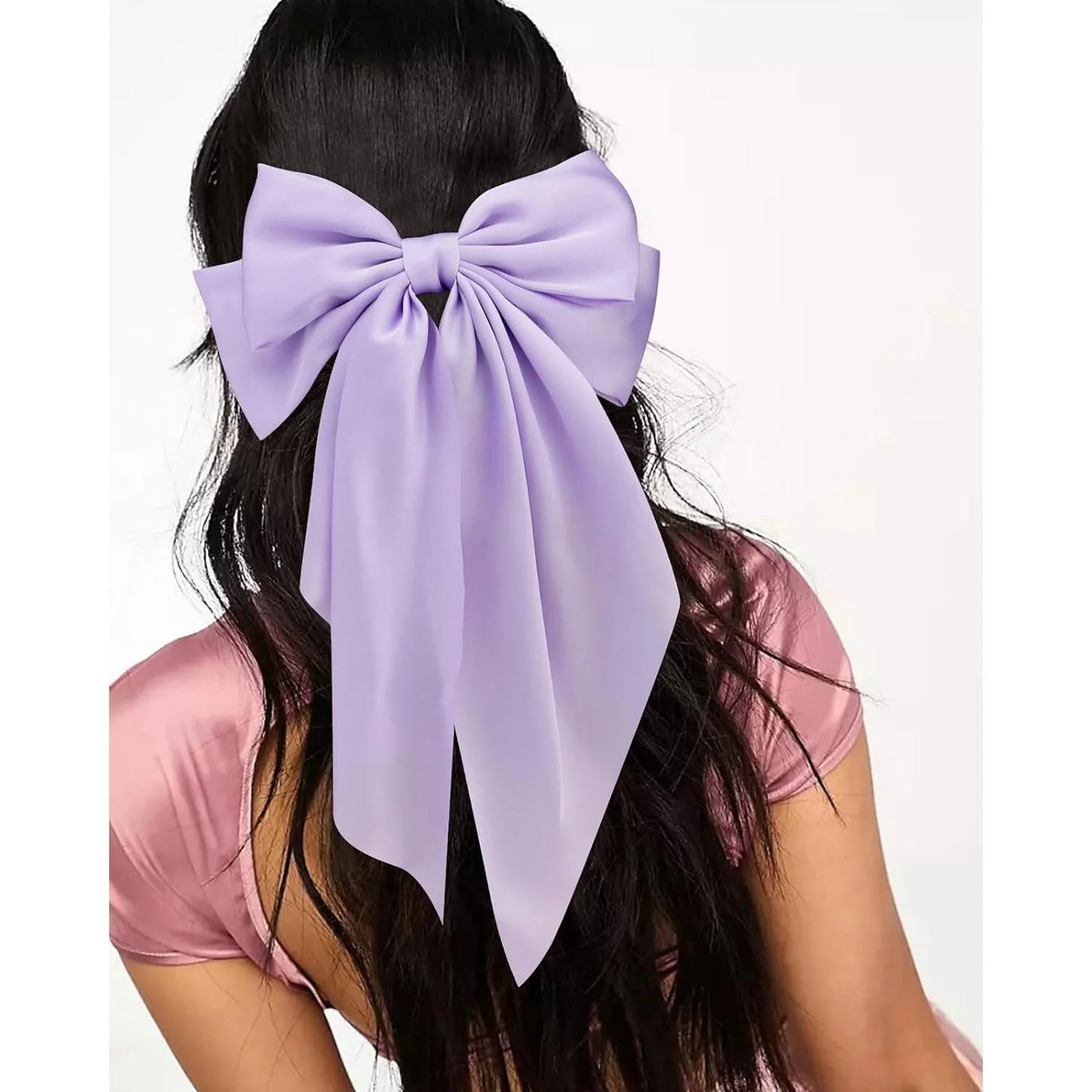 Adult Hair Bows Hair Barrettes, Purple White Pink, 3 Ct