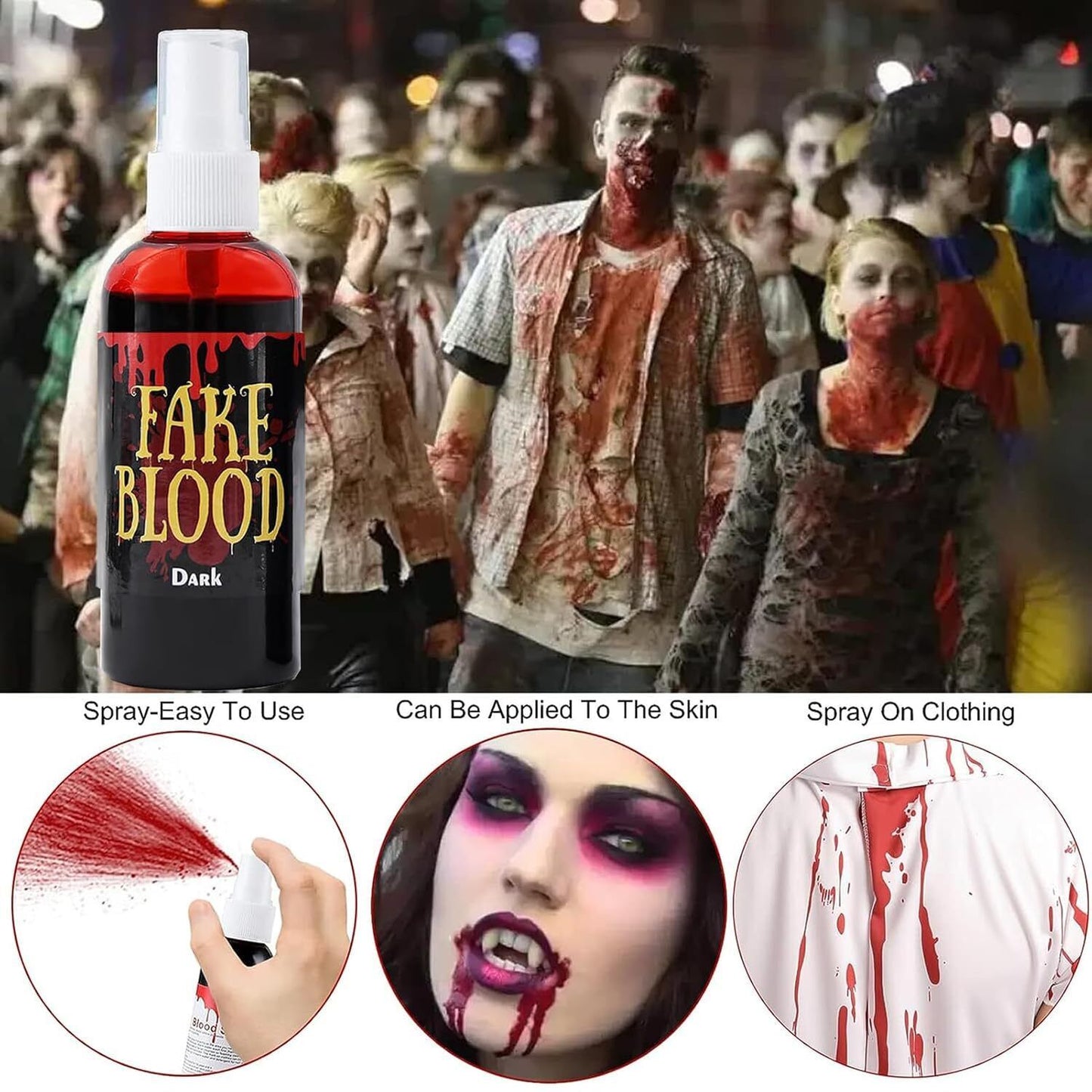 Halloween Fake Blood Washable,Fake Blood Makeup,Fake Blood for Clothes,Hallow