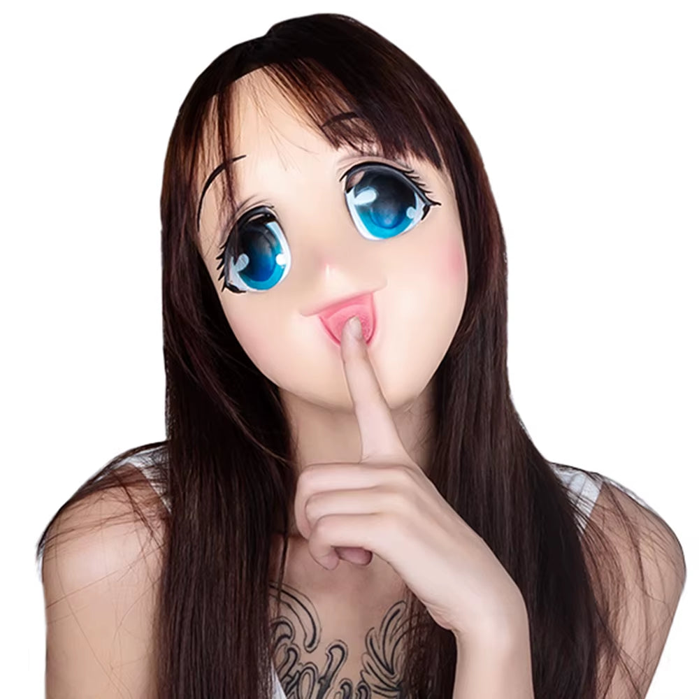 Sexy Cute Big Eyes Loli Latex Mask Anime Cosplay Kigurumi Half Face Mask Cartoon Character Lolita Comic-Con Carnival Costume