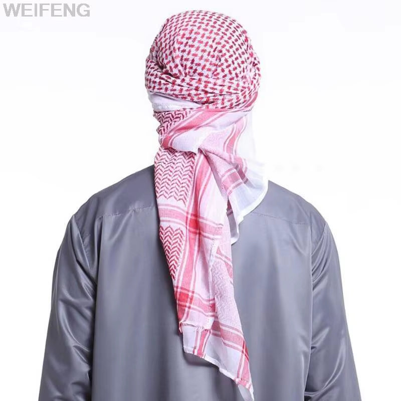 Muslim Shemagh Scarf Traditional Islamic Accessories Headscarf Islamic Neck Wrap Headscarf Windproof Arab Keffiyeh Shemagh Scarf