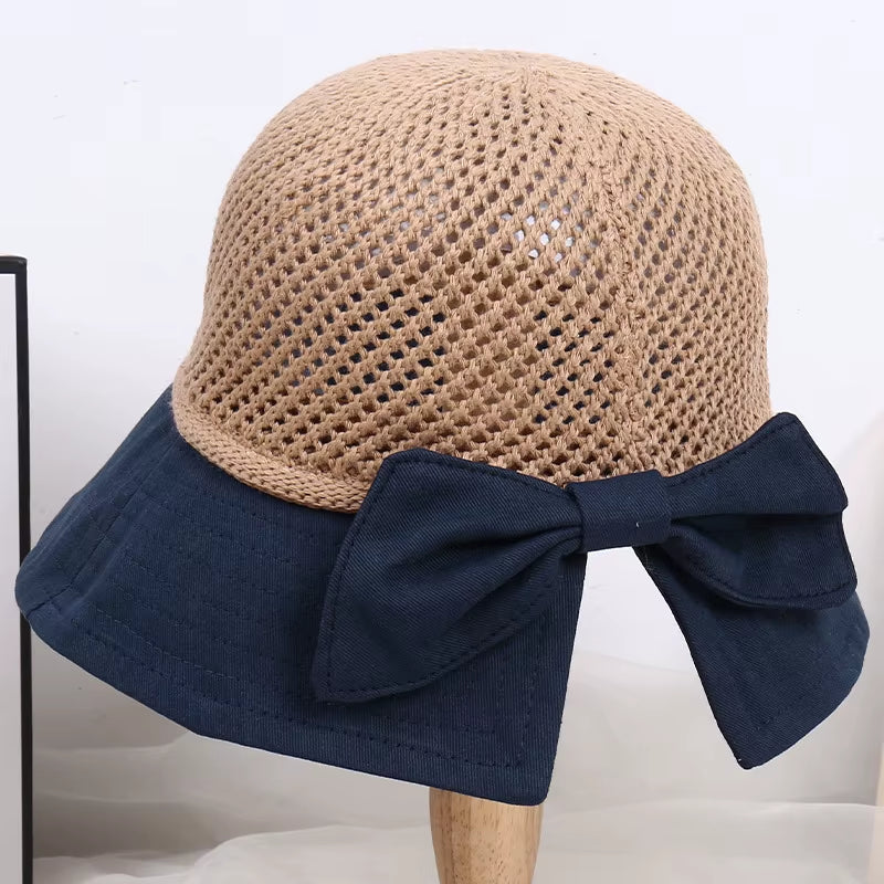 Women Ponytail Straw Sun Hat Wide Brim Visor Summer Adjustable Cap Sun Beach Foldable Hats