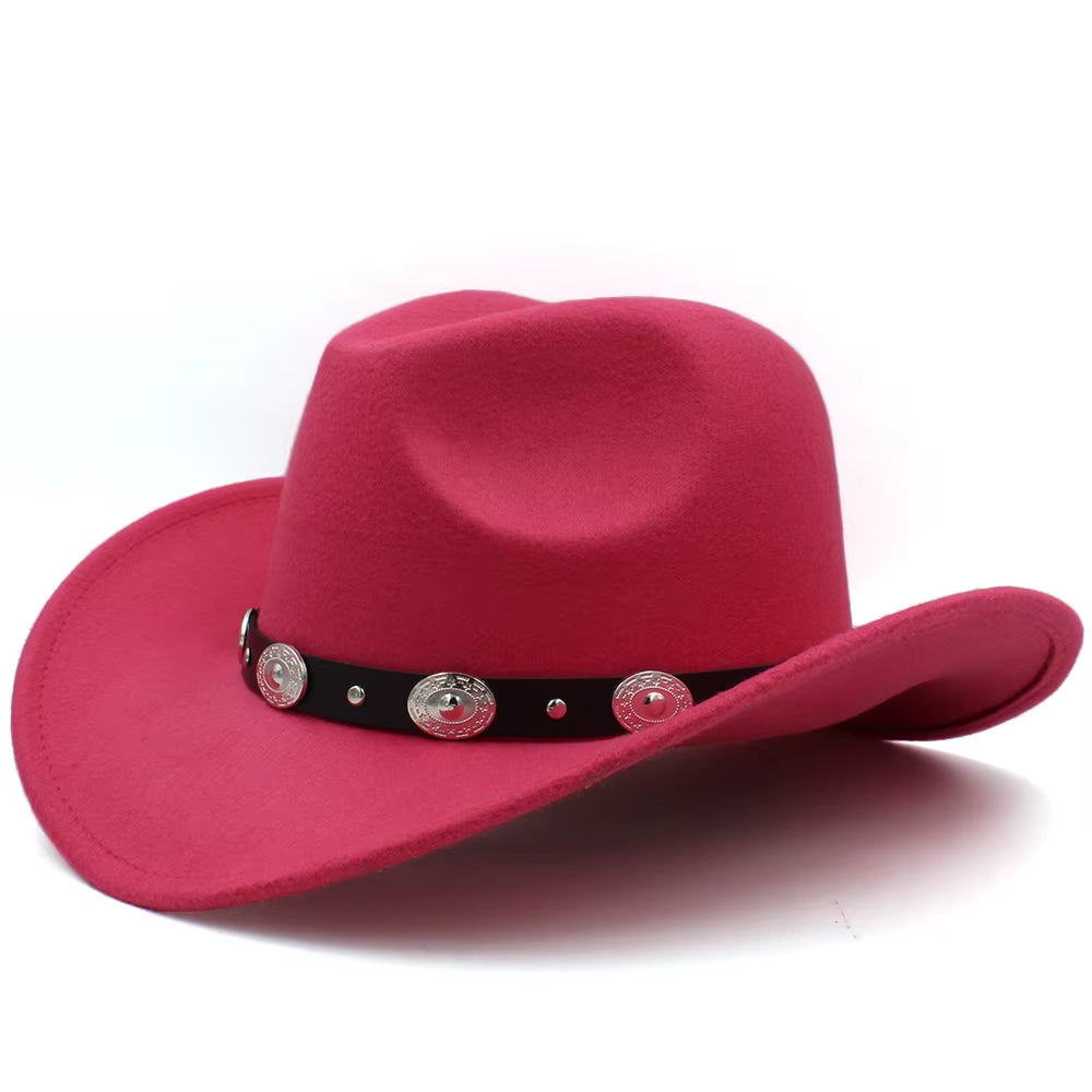 3 Sizes Parent-Child Men Women Kids Western Cowboy Hats Wide Brim Panama Sunhats Fedora Caps Trilby Jazz Sombrero Travel Party