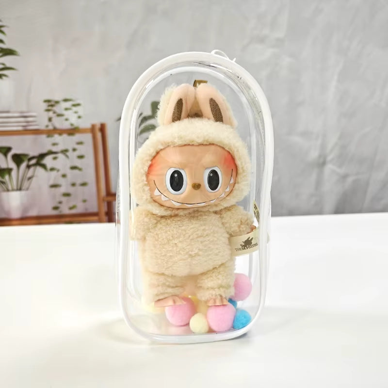 Clear Outdoor Bag for 18Cm Cartoon Plush Dolls AC Toys Transparent Mini Kawaii Pouch for Keychain Doll Anime Figure Garage Kit