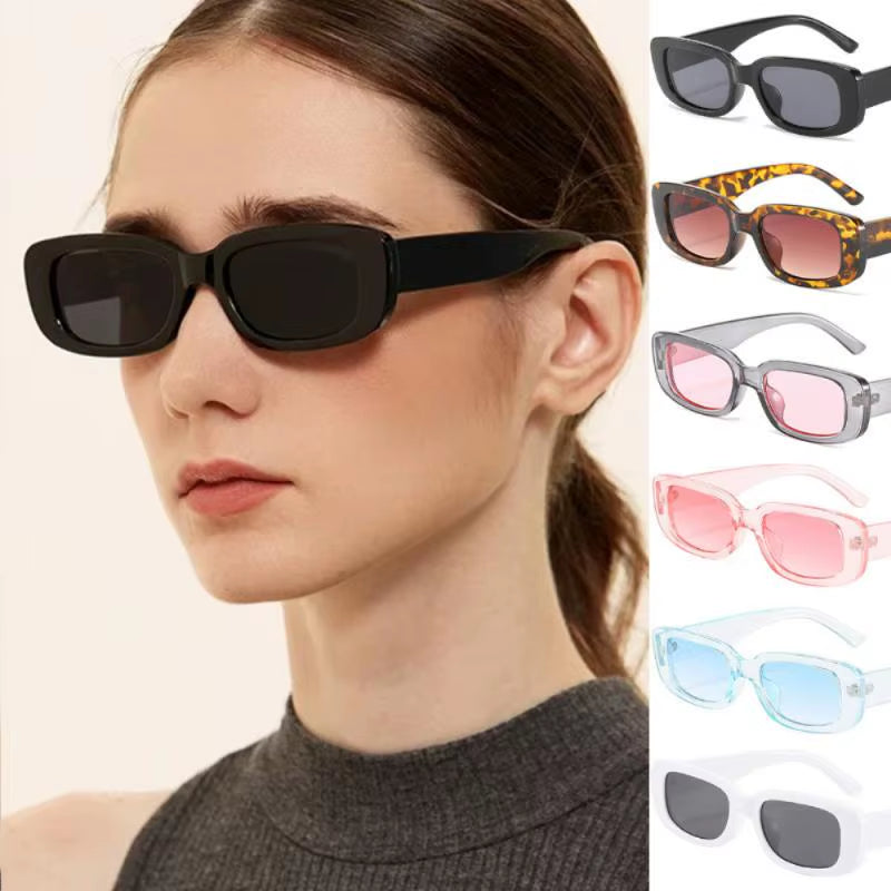 Fashion Rectangle Sunglasses Women Man Oval Vintage Black Square Sun Glasses Male Female High Quality Outdoor Travel Eyewear