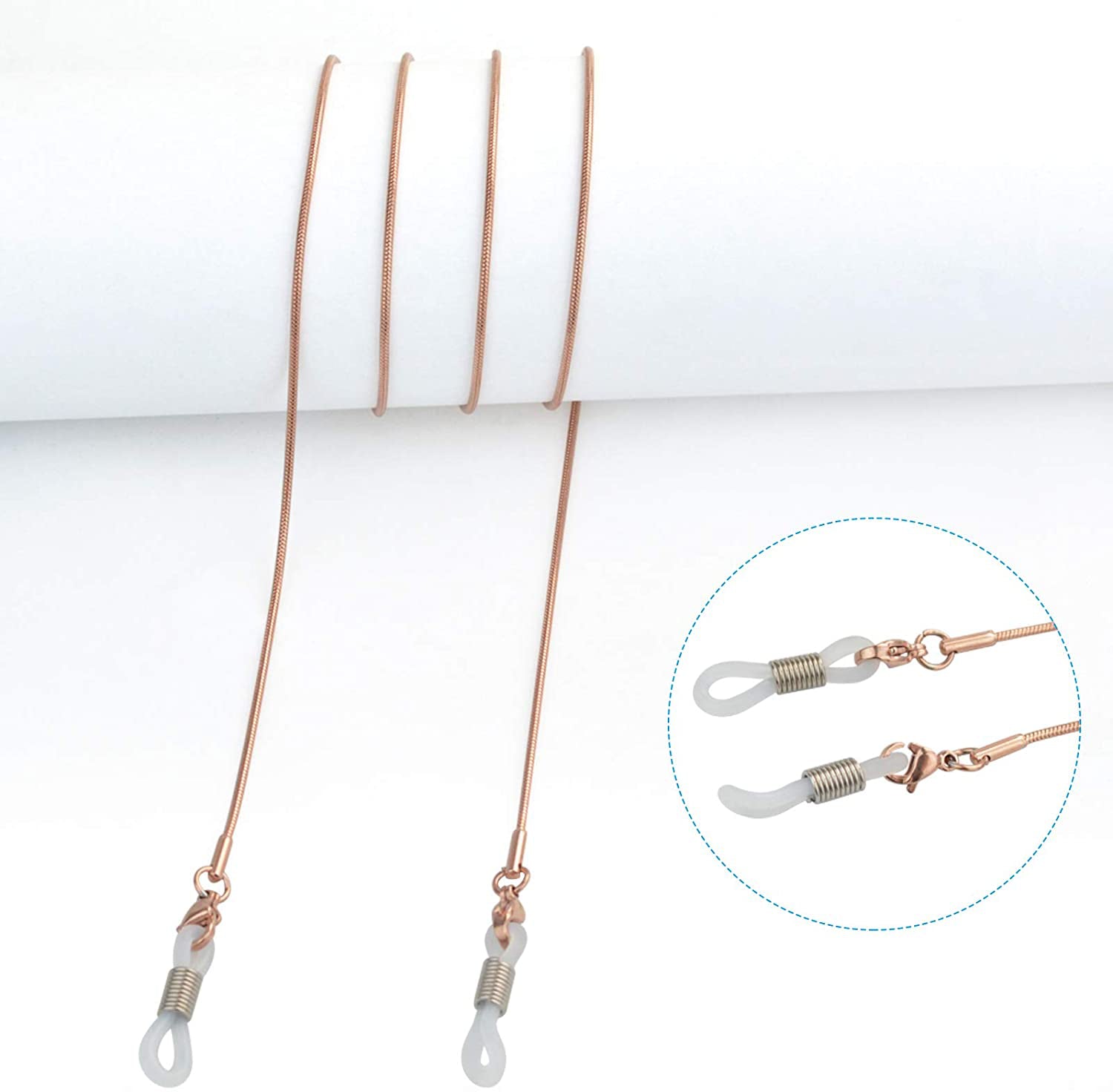 Stainless Steel Eyeglass Holder Chain 80Cm Eyeglass Necklace Chain Rose Gold