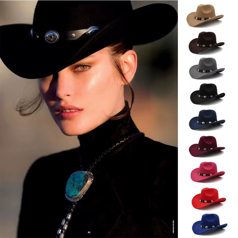 3 Sizes Parent-Child Men Women Kids Western Cowboy Hats Wide Brim Panama Sunhats Fedora Caps Trilby Jazz Sombrero Travel Party