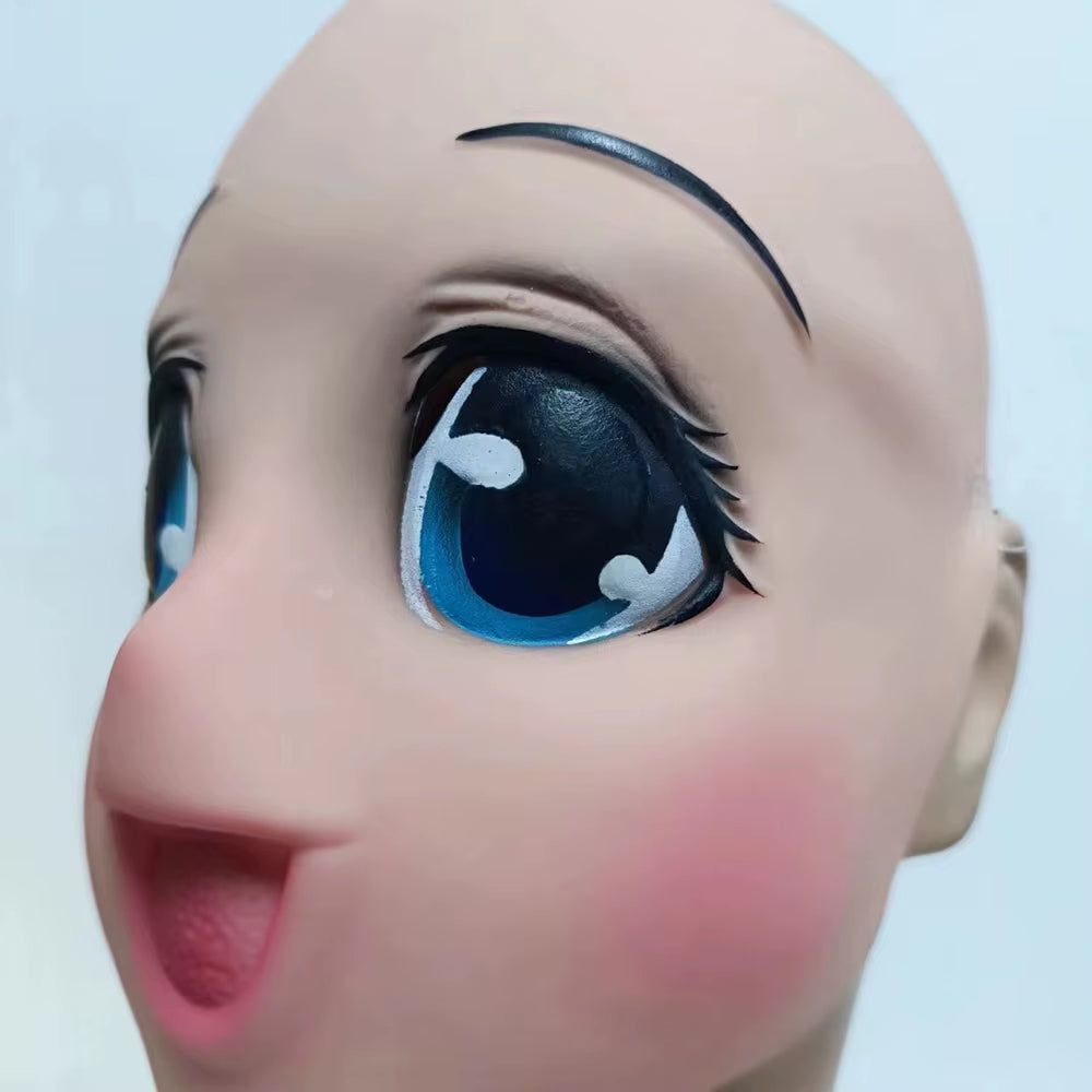 Sexy Cute Big Eyes Loli Latex Mask Anime Cosplay Kigurumi Half Face Mask Cartoon Character Lolita Comic-Con Carnival Costume