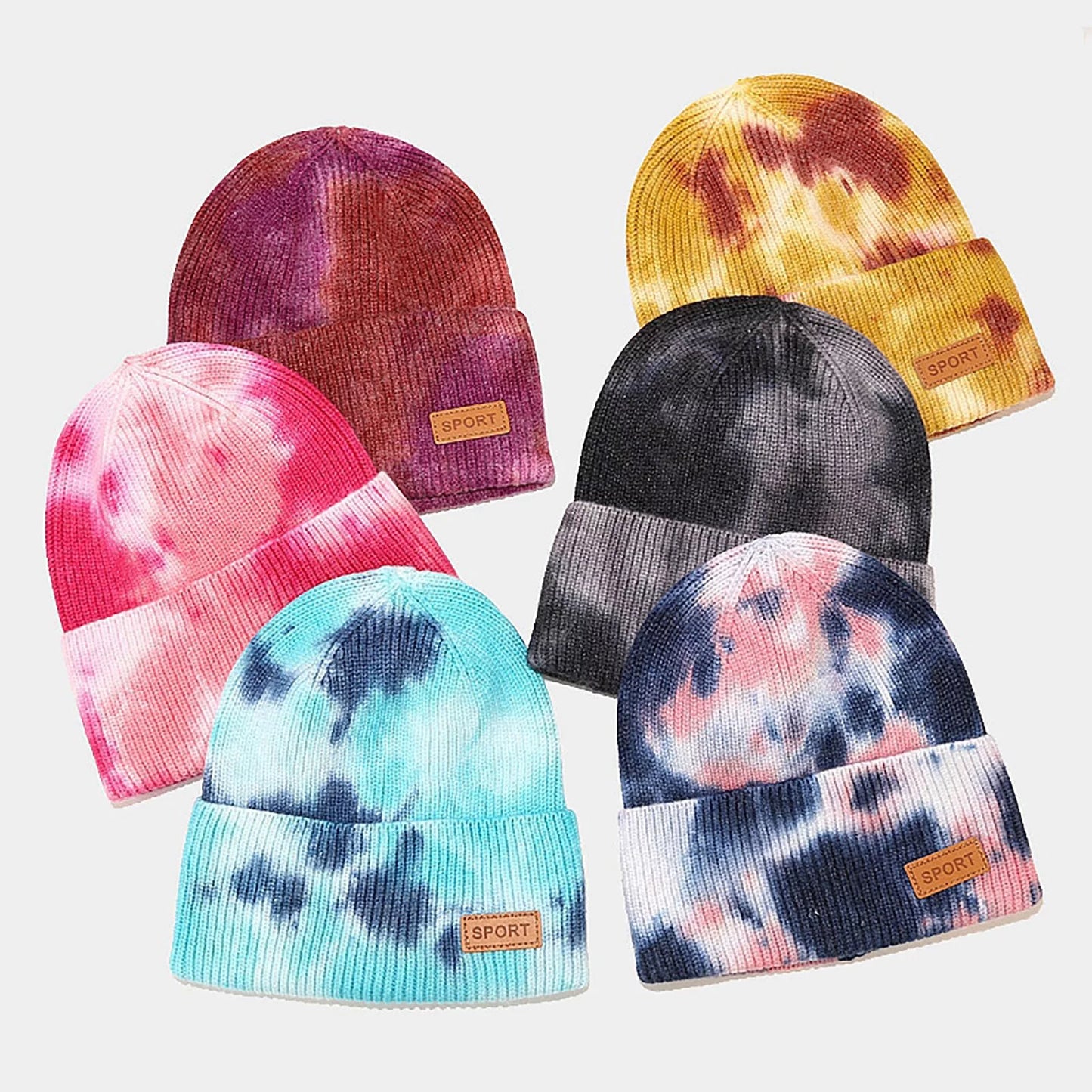 Winter Hats for Men Women Hat Warm Cable Knit Tie Dye Hats Soft Stretch Thick Cute Knitted Cap for Cold Weather Hats