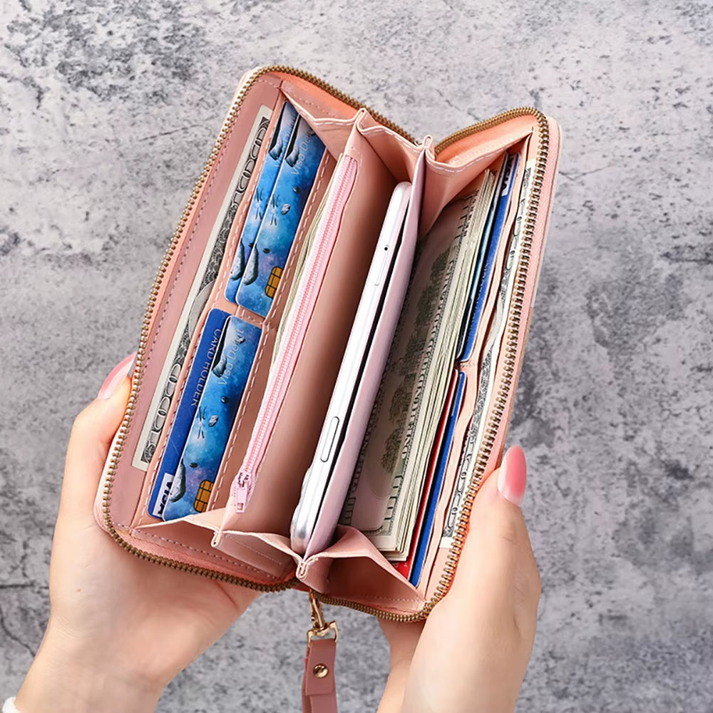 Handheld Wallet, Ladies' Multifunctional Large Capacity Wallet, Can Hold Mobile Phones