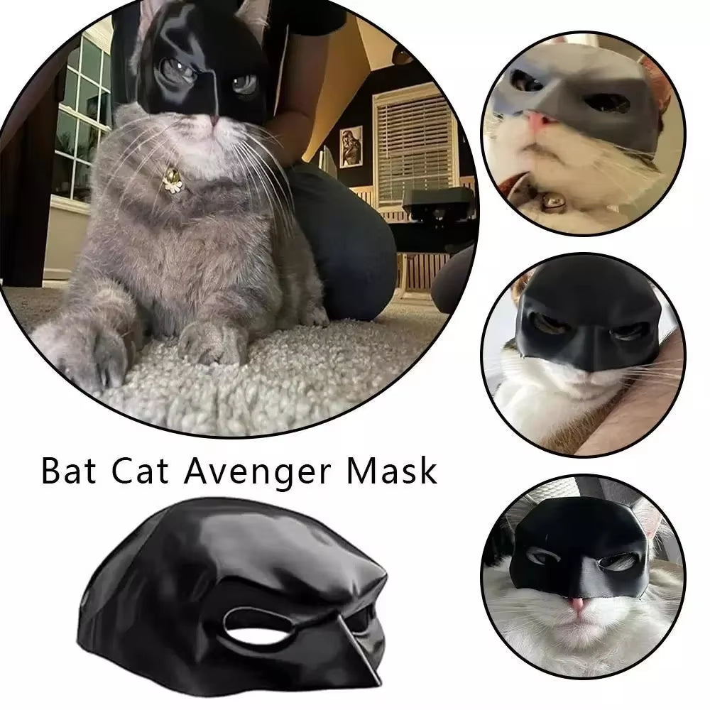 Bat Cat Avenger Mask, Black Matte Bat Mask Superhero Pet Toys, Cat Bat Pet Man Mask for Cat and Dogs Spooky Make-Up Party Toy