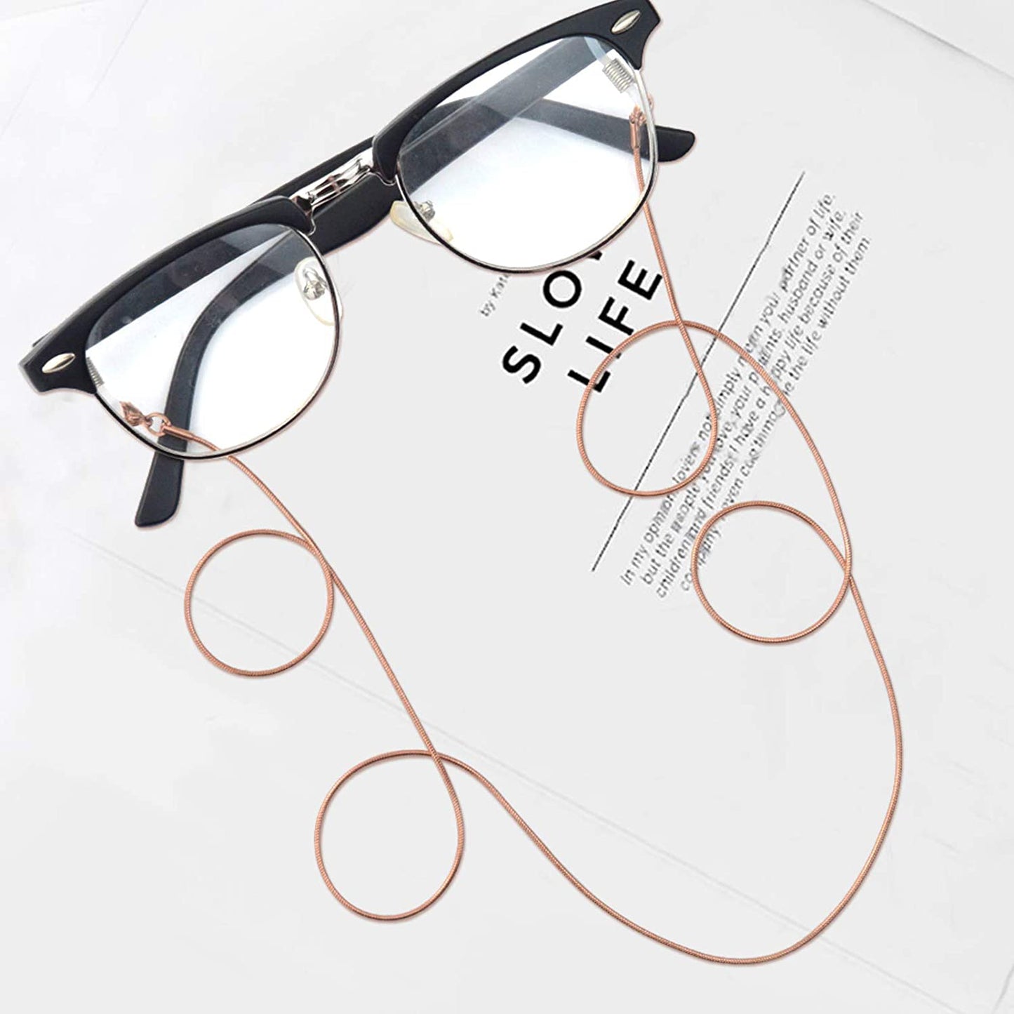 Stainless Steel Eyeglass Holder Chain 80Cm Eyeglass Necklace Chain Rose Gold