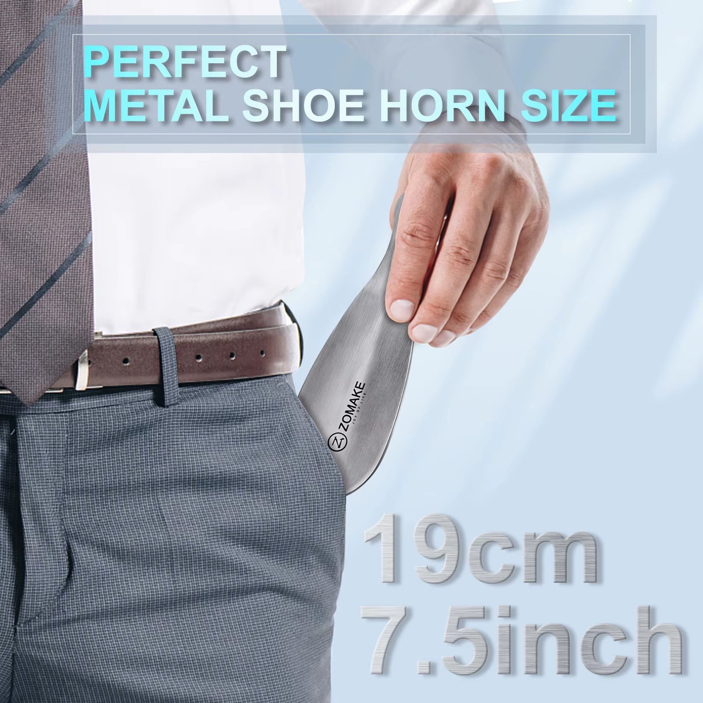 Metal Shoe Horn 7.5Inch Stainless Steel Travel Shoe Horn Spoon Shape Shoehorn Shoe Lifter for Seniors Men Women Kids Shoe Horn