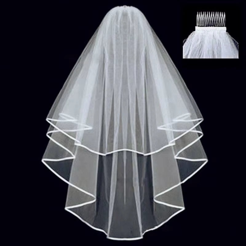 Fashion Short Tulle Wedding Veils with Comb White Ivory Bridal Two Layer Veil for Bride for Marriage Wedding Accessories