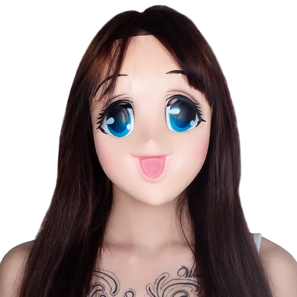 Sexy Cute Big Eyes Loli Latex Mask Anime Cosplay Kigurumi Half Face Mask Cartoon Character Lolita Comic-Con Carnival Costume