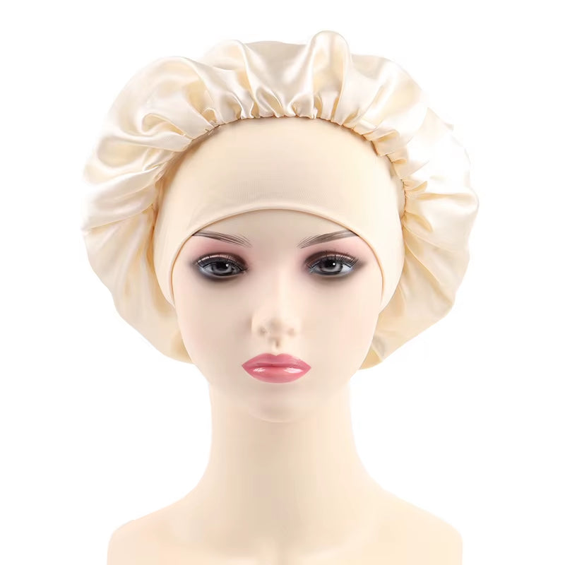 Women Bonnet Satin Sleeping Hat Hair Night Sleep Cap Head Cover Bonnets Shower Caps for Bath and Sauna Bathing Bonnet De Nuit