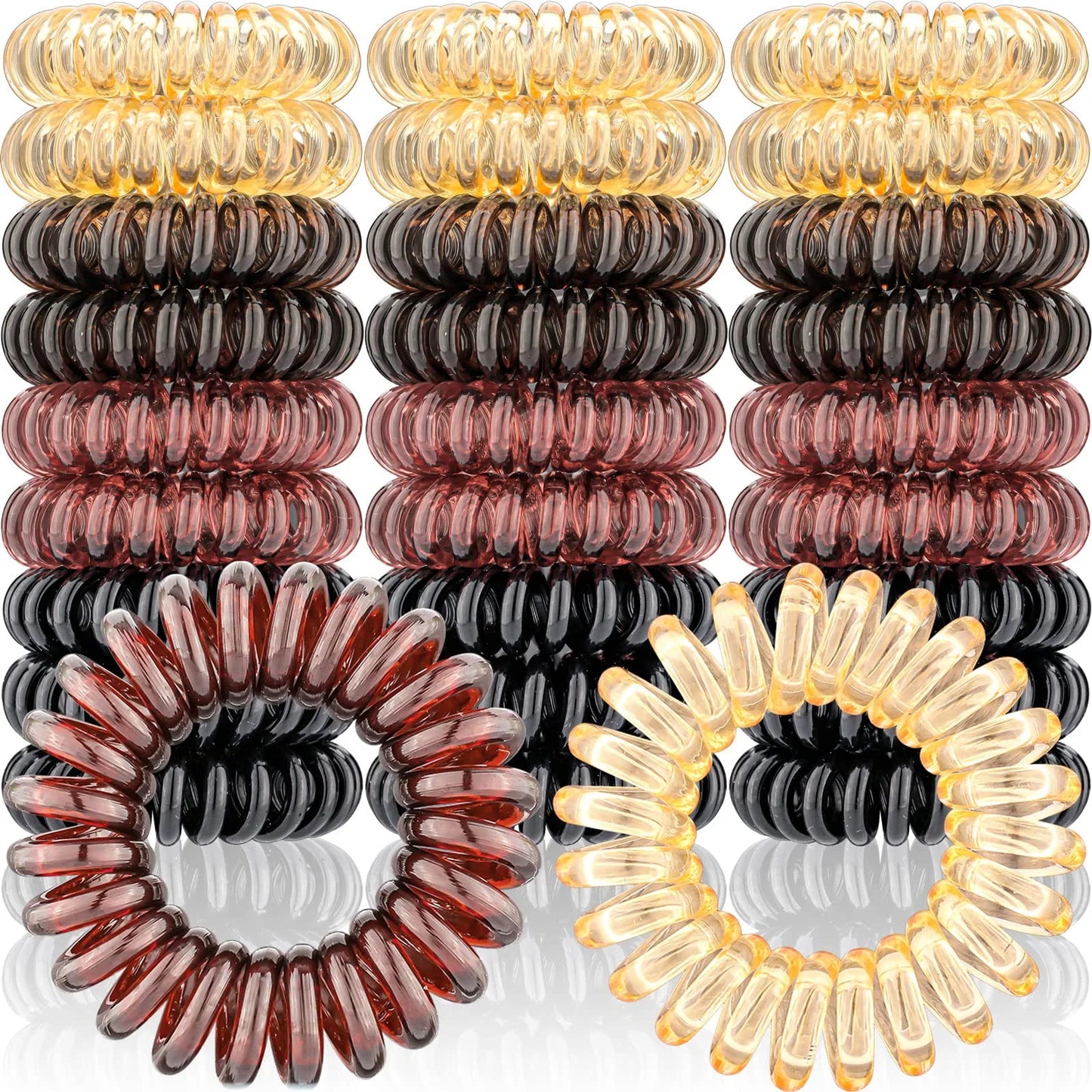 27 PCS Spiral Hair Ties,No Crease Coil Hair Ties, Phone Cord Hair Ties for Thick Hair - Women Ponytail Holder Elastics