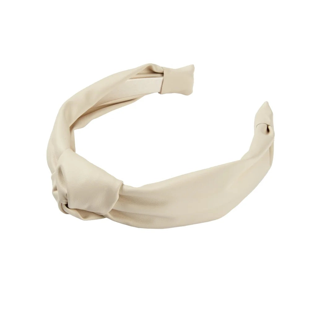 Tayshia by  Leather Knotted Headband, Ivory, 1 Count