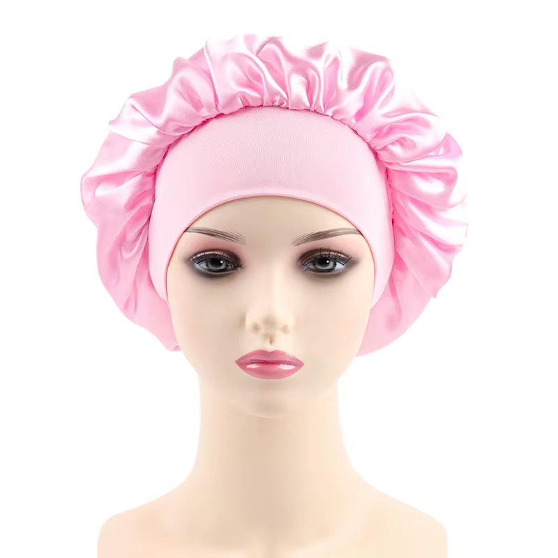 Women Bonnet Satin Sleeping Hat Hair Night Sleep Cap Head Cover Bonnets Shower Caps for Bath and Sauna Bathing Bonnet De Nuit