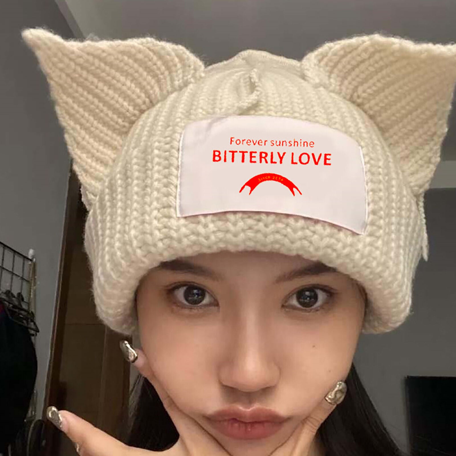 Cat Ear Beanie Hat Cute Soft Beanie Hat Winter Beanie Knitted Hat for Men Women