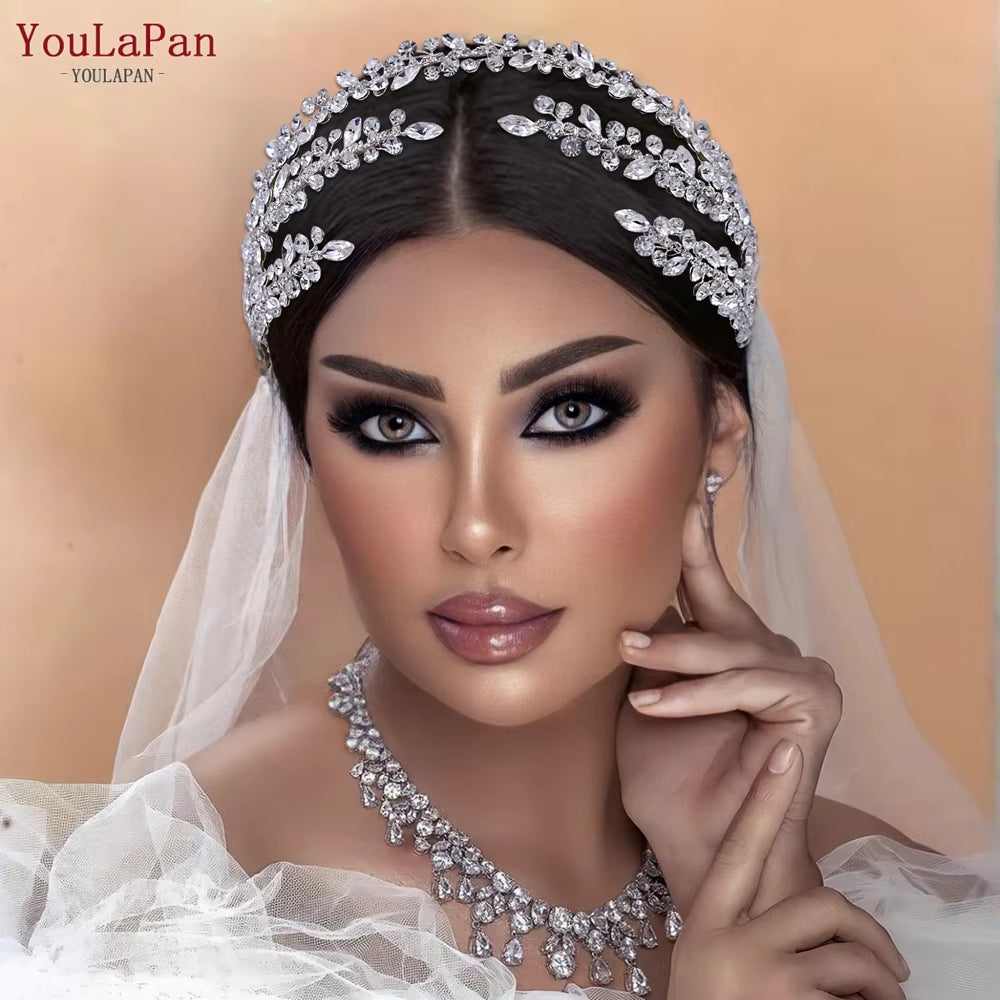 HP496 Fashion Woman Headband Rhinestone Bridal Headpiece Wedding Hair Accessories Bride Tiara Pageant Headdresses